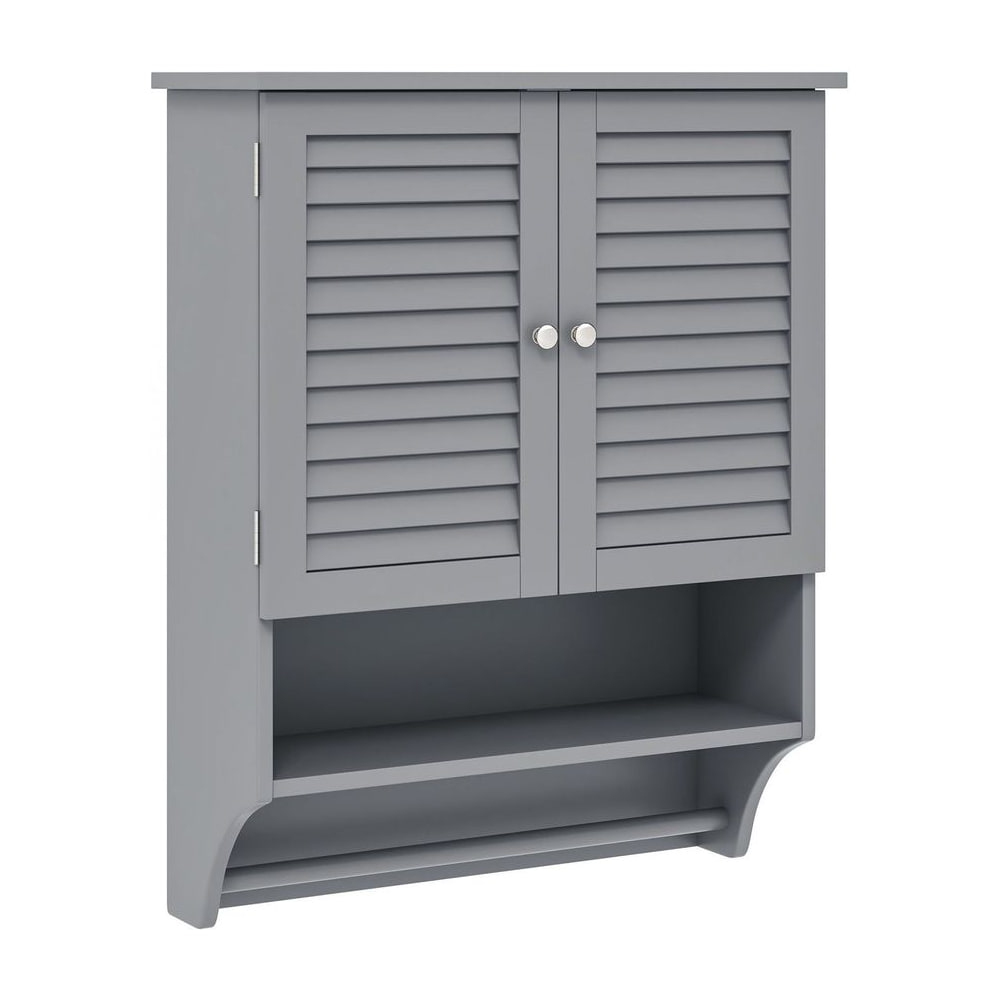 Bathroom Wall Cabinet with 2 Doors and 3-Position Adjustable Shelf-Grey, front view