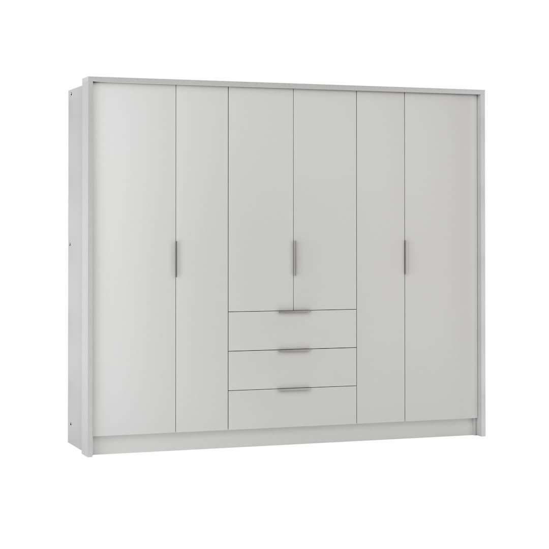 Bangkok Hinged Door Wardrobe 255cm in White, image 4