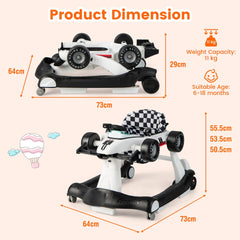 4-in-1 Baby Push Walker with Adjustable Height and Speed in White