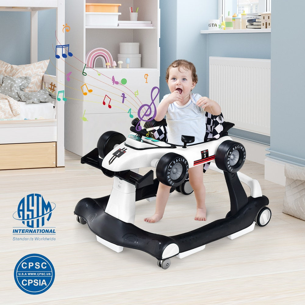 4-in-1 Baby Push Walker with Adjustable Height and Speed in White