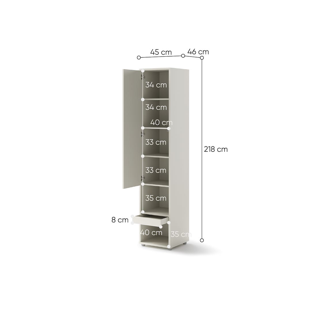BC-12 Vertical Wall Bed Concept 160cm With Storage Cabinets and LED