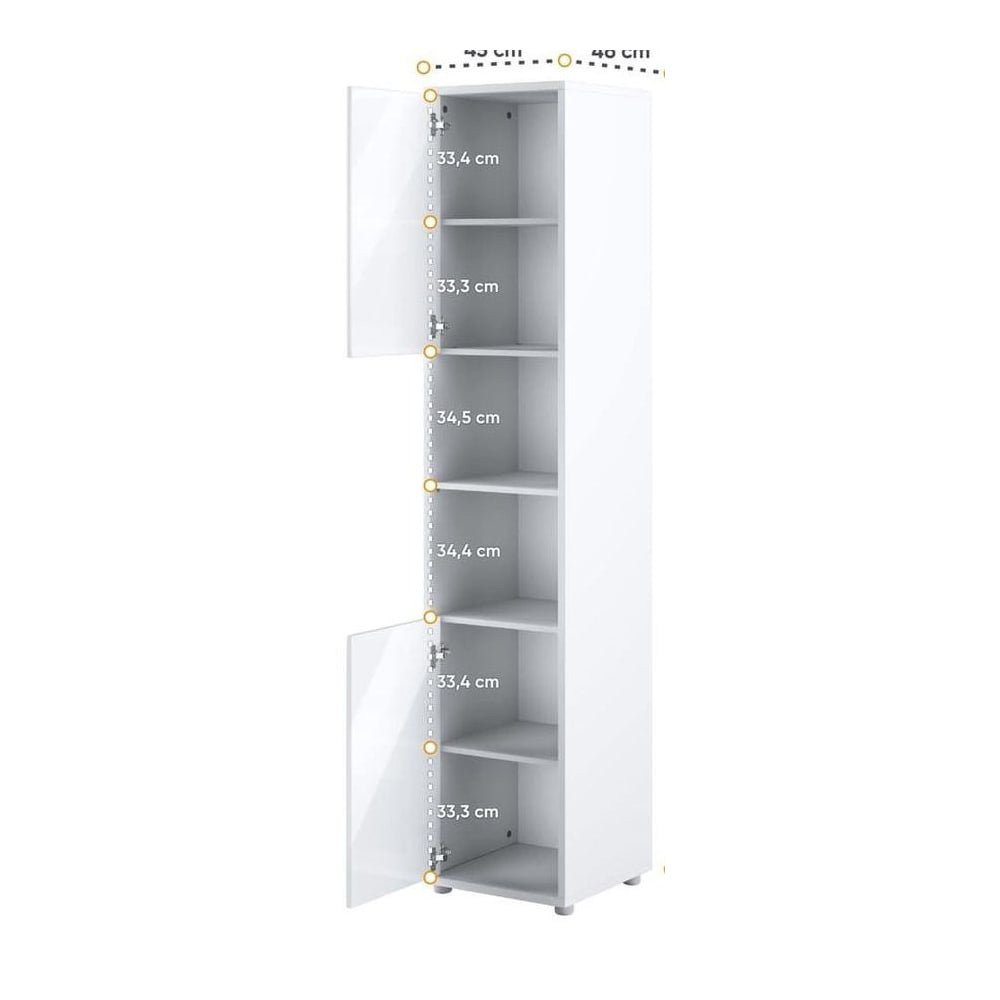 BC-01 Vertical Wall Bed Concept 140cm With Storage Cabinets and LED