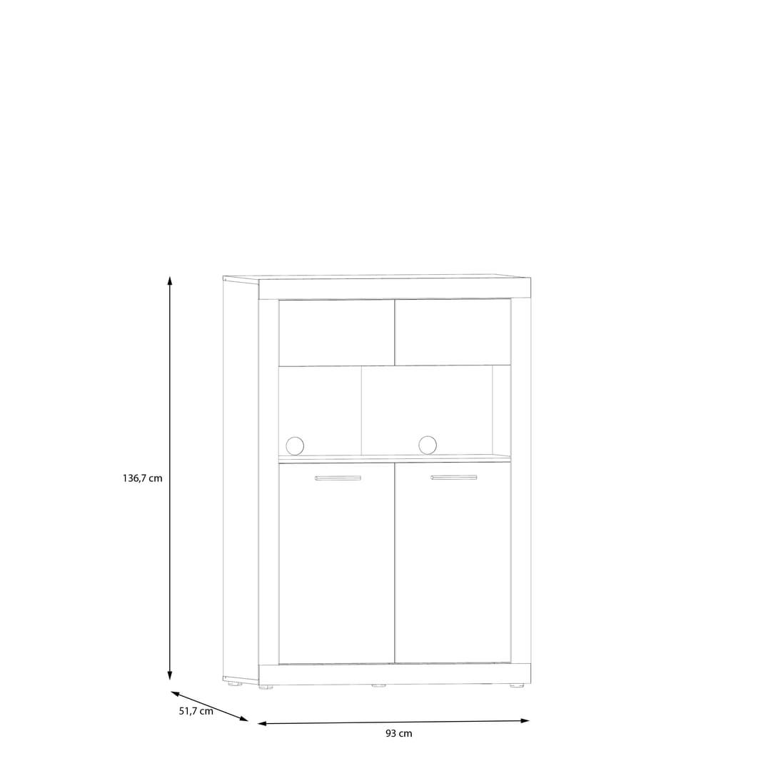 Baccio Highboard Cabinet 93cm in Oak Sand, image 7
