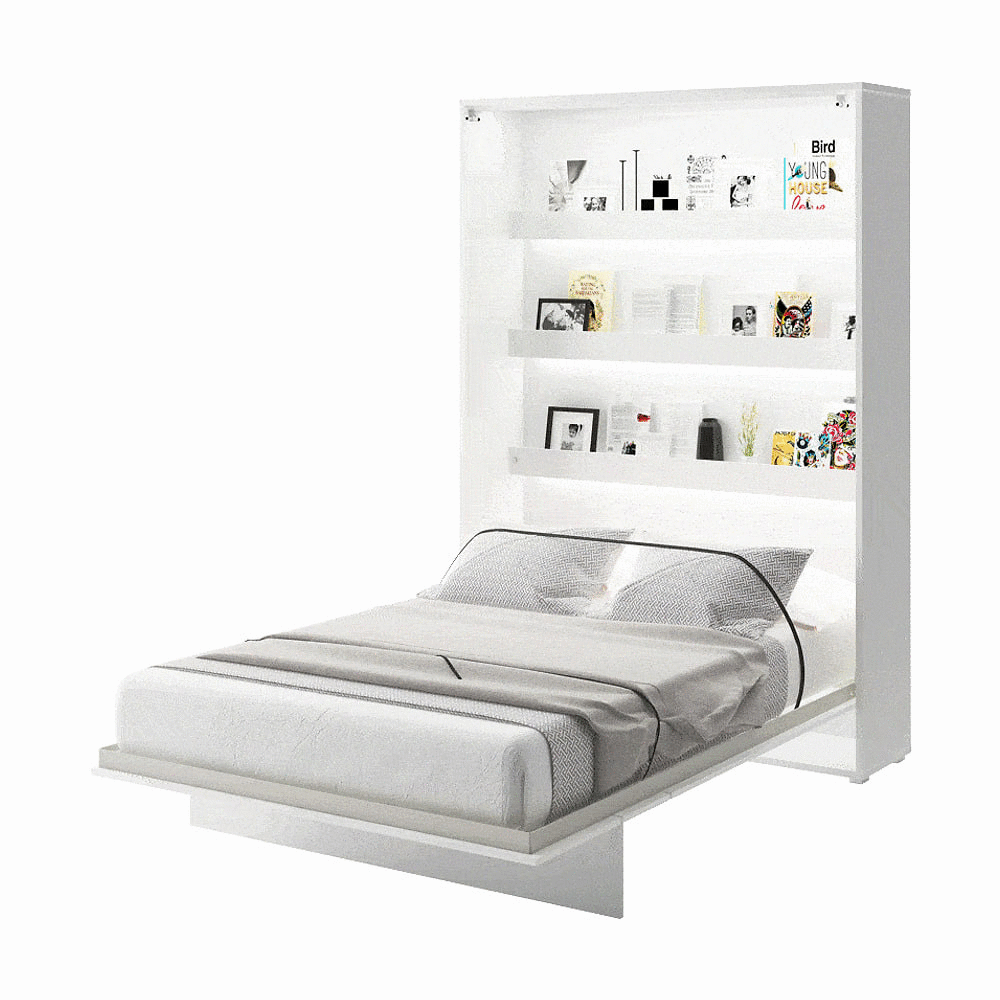 BC-02 Vertical Wall Bed Concept 120cm With Storage Cabinets and LED
