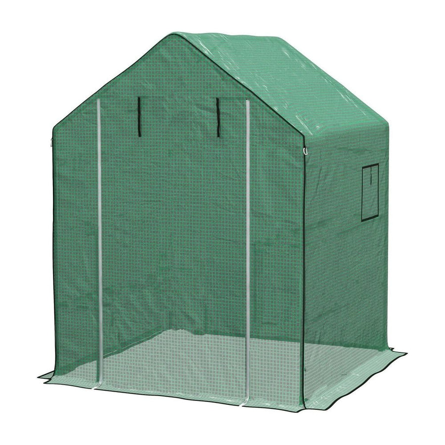 Outsunny Greenhouse Cover Replacement Walk-in PE Hot House Cover with Roll-up Door and Windows, 140 x 143 x 190cm, Green