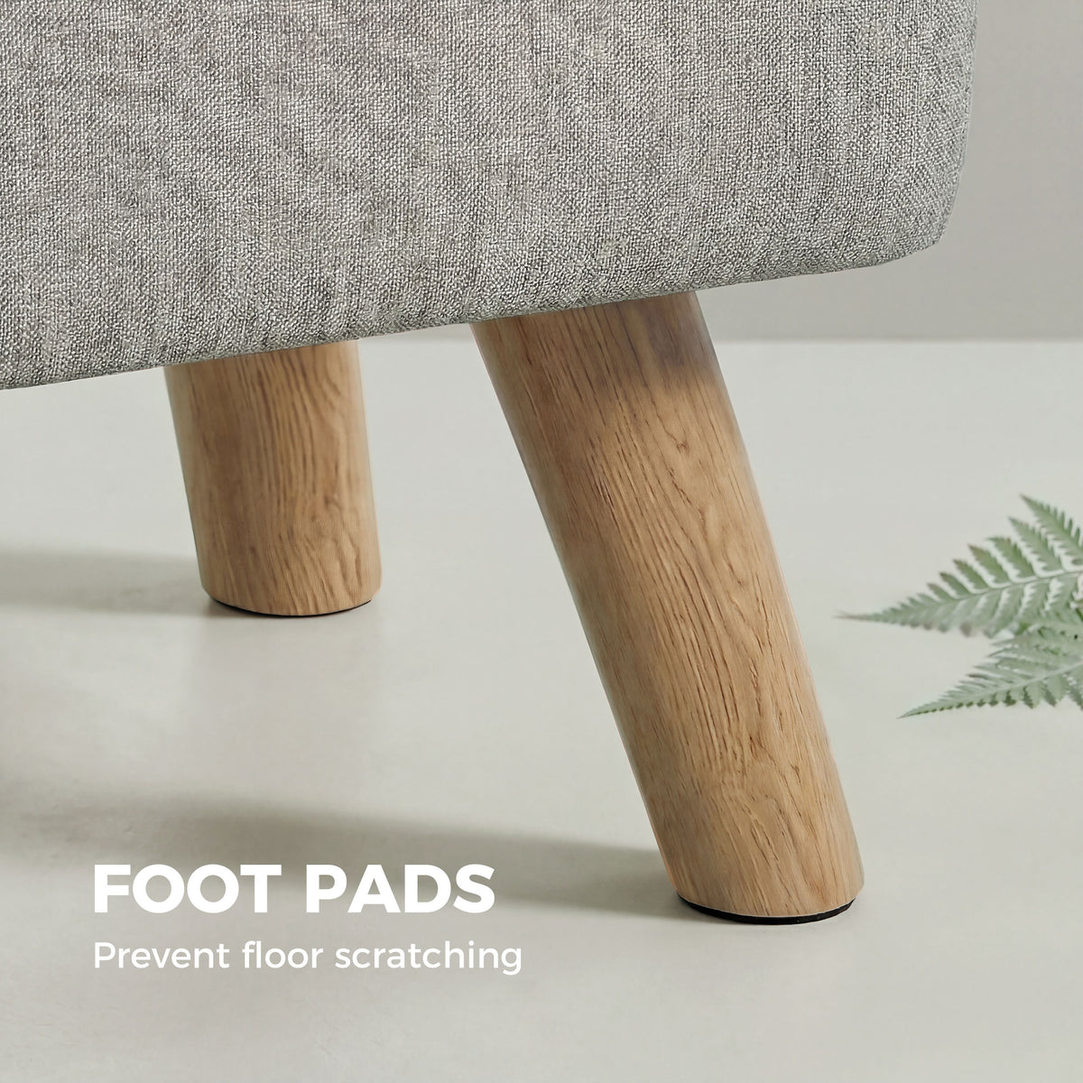 HOMCOM Linen-Look Square Padded Footstool - Light Brown