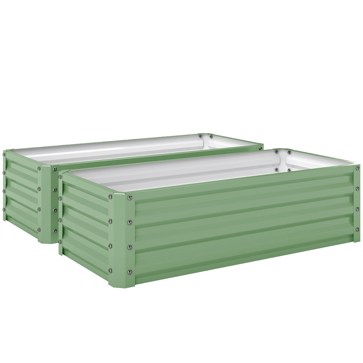 Outsunny Set of Two 110 x 50cm Steel Planter Boxes - Light Green