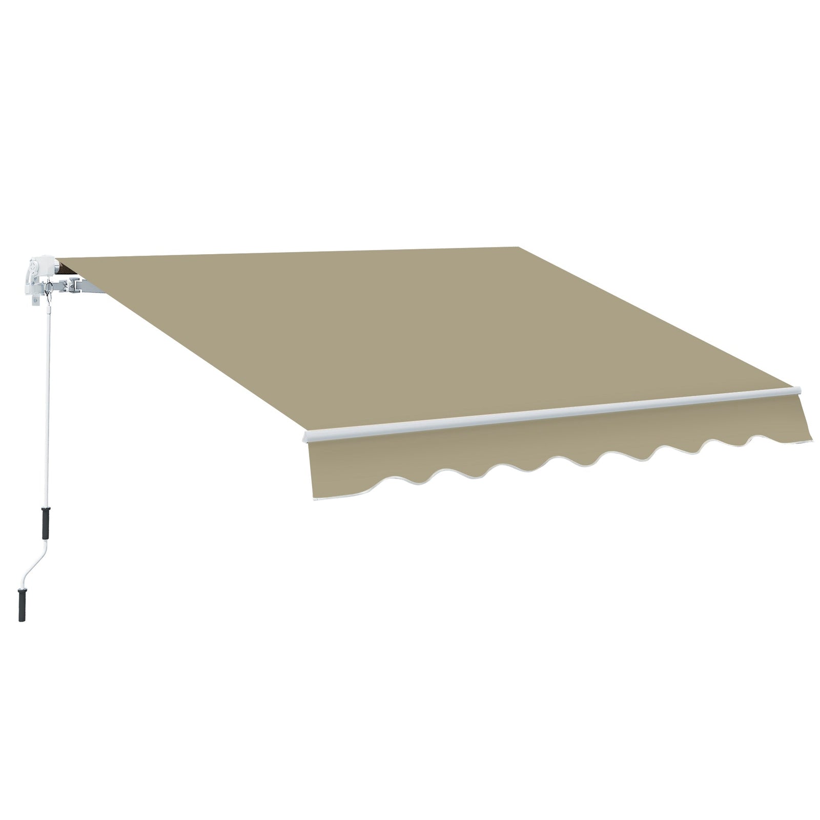 Outsunny 2.5x2 m Manual Retractable Awning-Khaki Canopy, White Frame