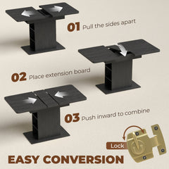 HOMCOM Extendable Dining Table for 4-6 People, 110-130cm Kitchen Table with 6 Open Shelves, Black