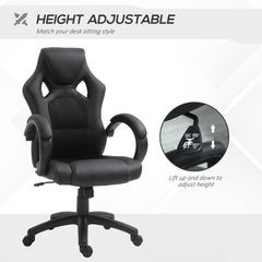 Vinsetto Office Chair Faux Leather Swivel Computer Desk Chair for Home Office with Wheels Armrests Black