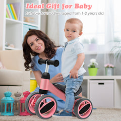 Baby Balance Bike with 4 Wheels and Limited Steering-Pink