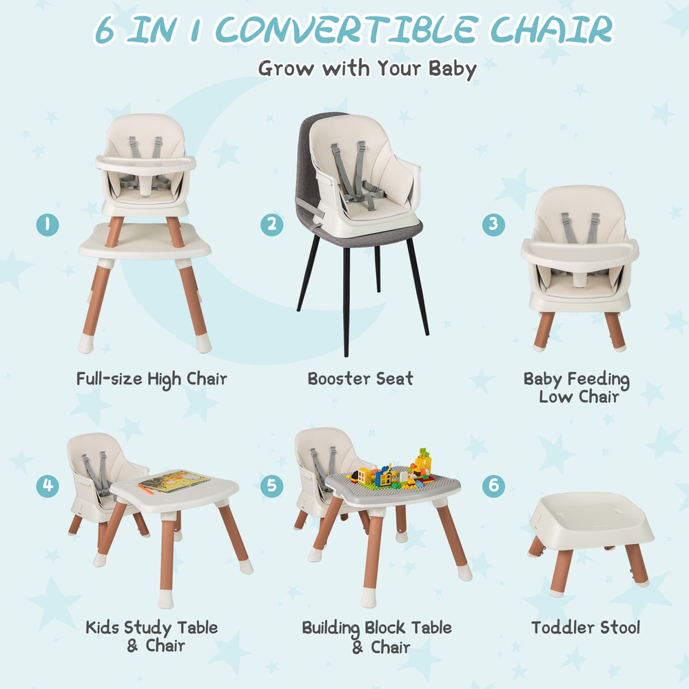6-in-1 Baby High Chair in Natural