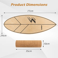 Balance Board Trainer with Roller Fun Workout Equipment-Natural