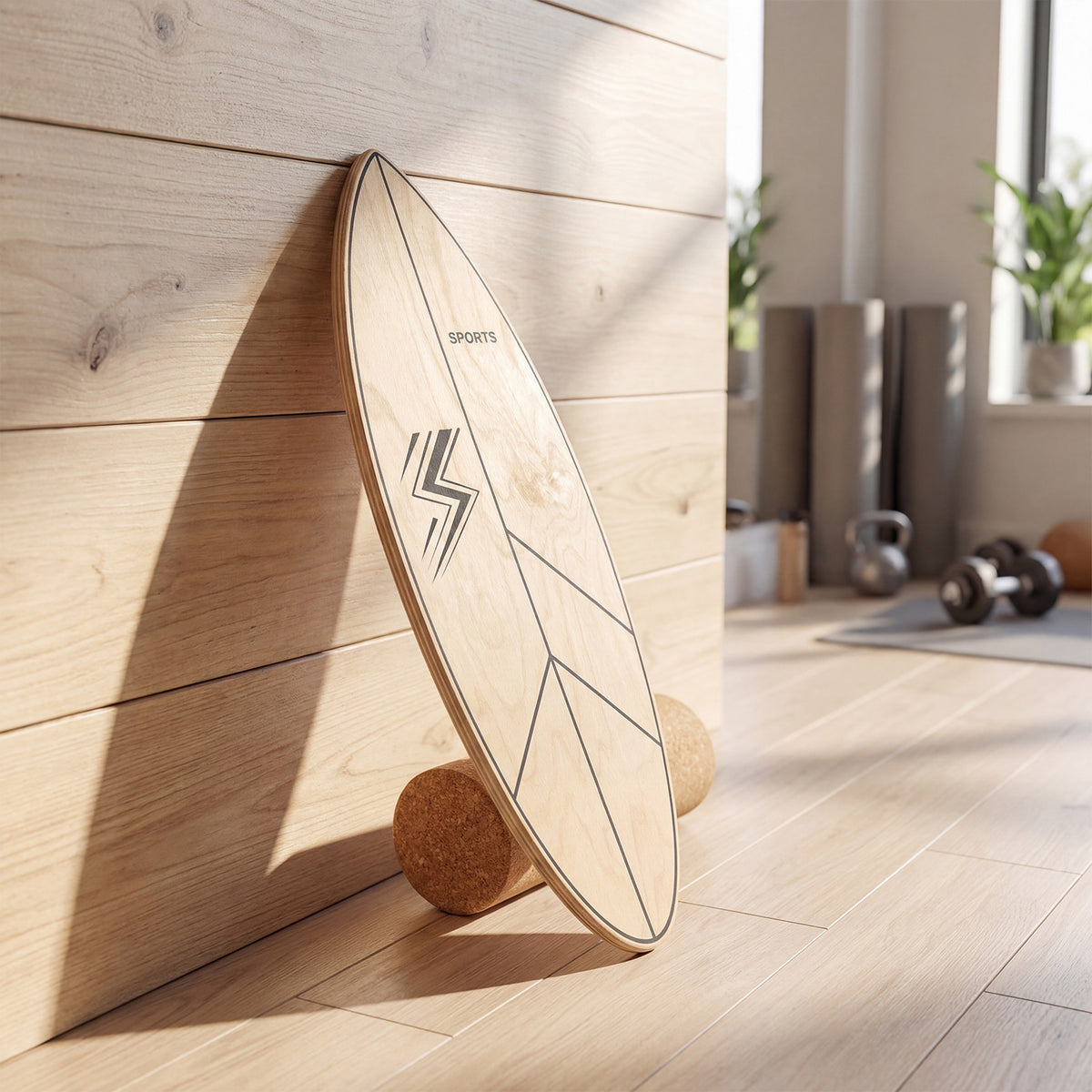 Balance Board Trainer with Roller Fun Workout Equipment-Natural