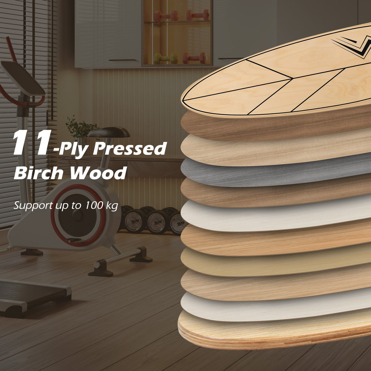 Balance Board Trainer with Roller Fun Workout Equipment-Natural
