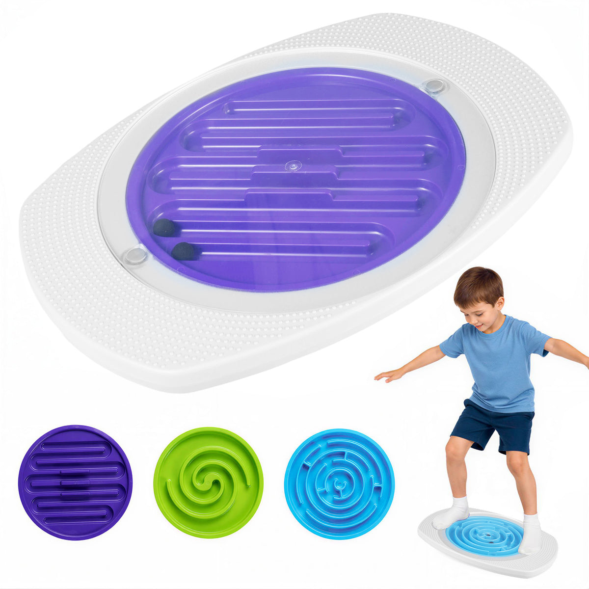 Balance Board for Kids with 3 Maze Discs and 2 Balls