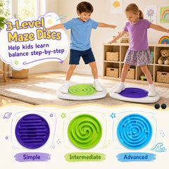 Balance Board for Kids with 3 Maze Discs and 2 Balls