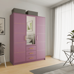 Plum Mirrored Hinged Door Wardrobe 149cm – HAMPTON D3