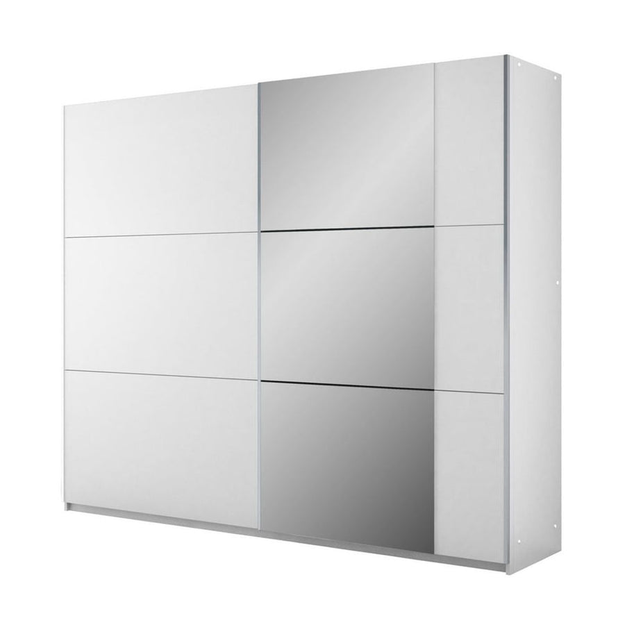 White Mirrored Sliding Door Wardrobe 250cm – FINLEY