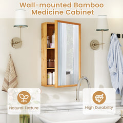 The wall cabinet mounted on a wall with text highlights about its texture and durability