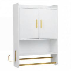 Bathroom Wall Cabinet with Open Shelves and Adjustable Shelf in White