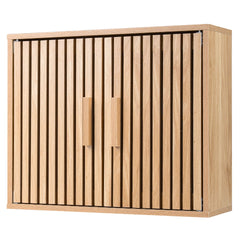 Bathroom Wall Cabinet with Slatted Doors and Adjustable Shelves in Natural, image 4