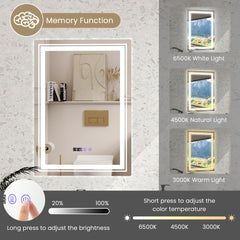 The bathroom vanity mirror showing three colour temperature options: cool white, natural, and warm light