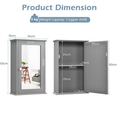 Bathroom Medicine Cabinet with Mirror and Adjustable Shelf in Grey