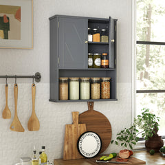 Bathroom Wall Cabinet with Open Shelf and Adjustable Shelf-Grey