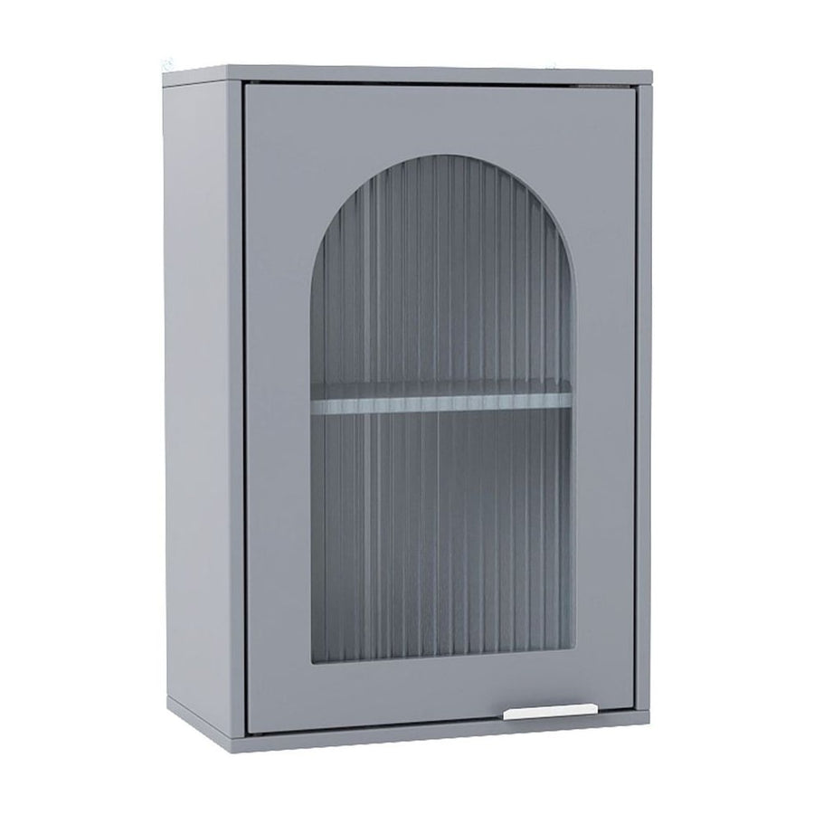 Bathroom Wall Cabinet with Tempered Glass Door and Adjustable Shelf-Grey