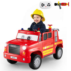 12V Battery Powered Fire Car Toy with Water Sprayer and Remote Control-Red