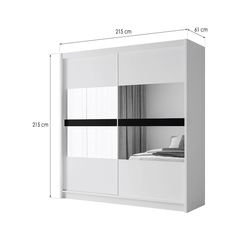 White Mirrored Sliding Door Wardrobe 203cm – DERBY - product image 4