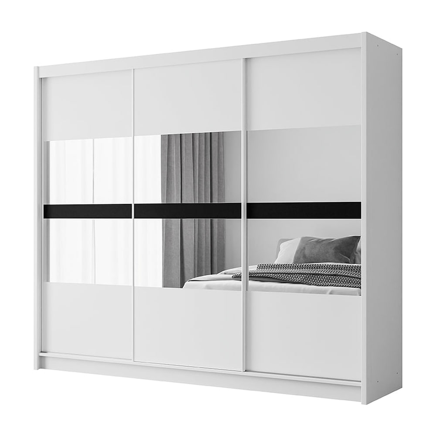 White Mirrored Sliding Door Wardrobe 250cm – DERBY