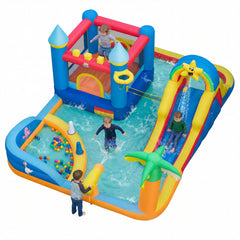 Beach-Themed Inflatable Water Slide with Climbing Wall