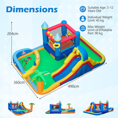 Beach-Themed Inflatable Water Slide with Climbing Wall
