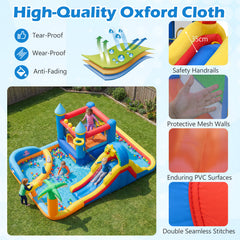 Beach-Themed Inflatable Water Slide with Climbing Wall
