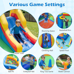 Beach-Themed Inflatable Water Slide with Climbing Wall