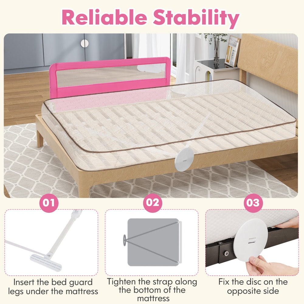150CM Foldable Baby Bed Rail Guard in Pink