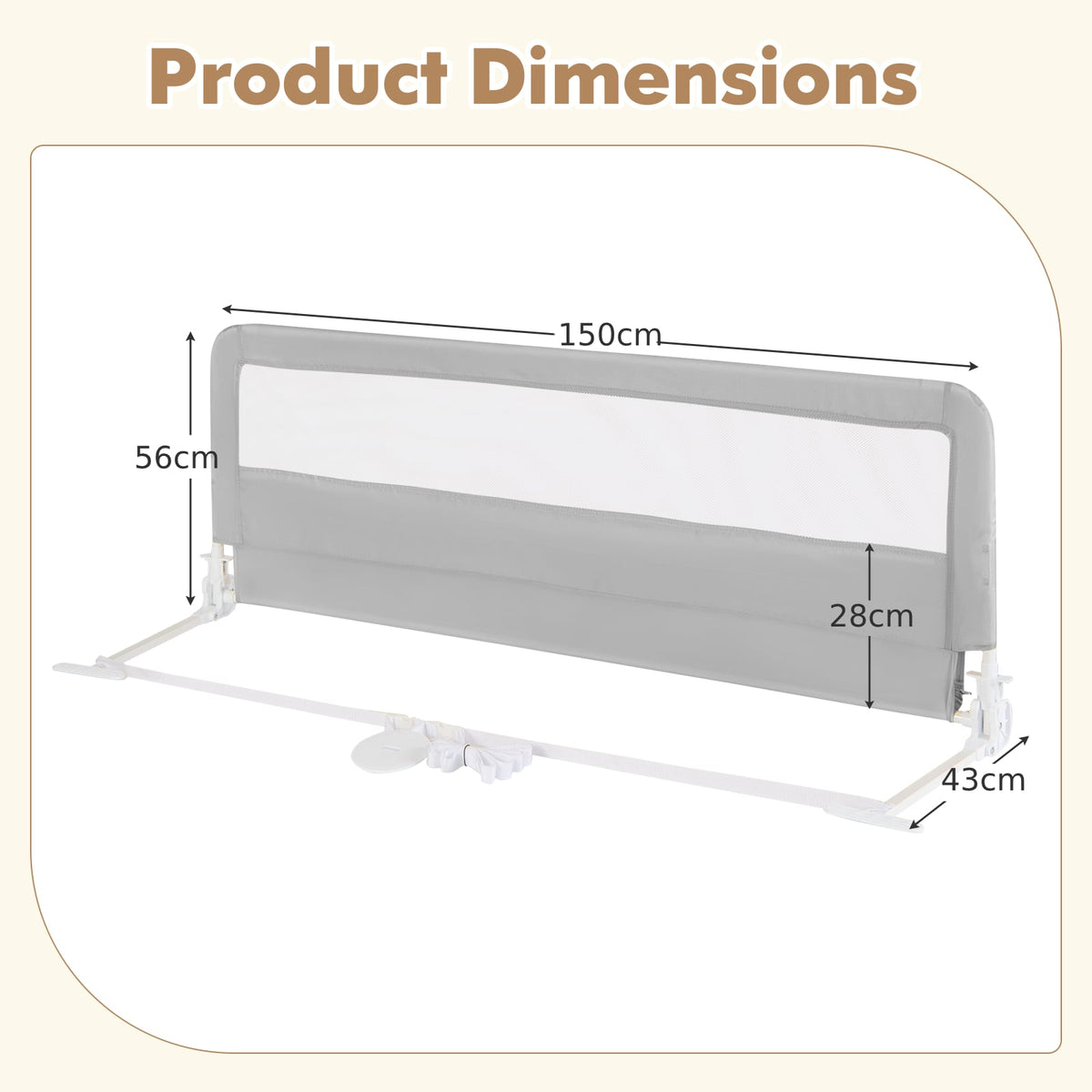 150CM Foldable Baby Bed Rail Guard in Silver, image 5