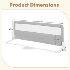 150CM Foldable Baby Bed Rail Guard in Silver, image 5