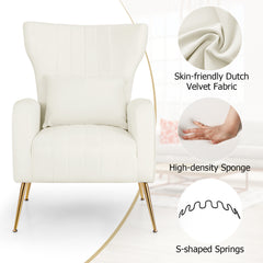 Bedroom Lounge Set with Velvet Accent Chair and Record Player Stand