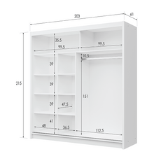Black / Oak Viking Mirrored Sliding Door Wardrobe 203cm – CHESTER 2