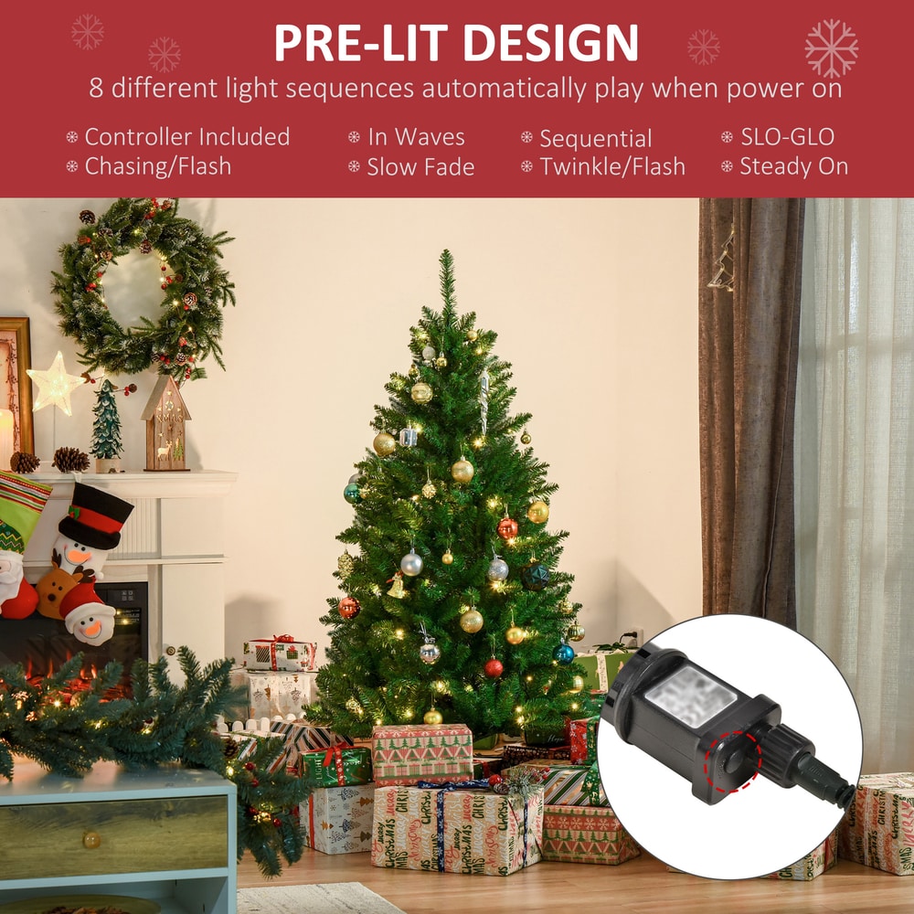 Pre-set light sequences for the artificial Christmas tree shown in a room setting
