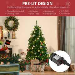 Pre-set light sequences for the artificial Christmas tree shown in a room setting