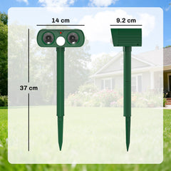 Outsunny Ultrasonic Cat Repellent, PIR Motion Sensor 110°, LED Flash, Solar Cat Deterrents for Gardens UK