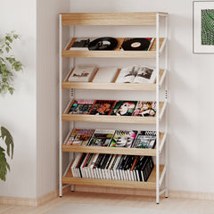 6 Tier Bookshelf with Heavy-Duty Metal Frame for Living Room-Natural