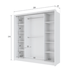 White Mirrored Folding Sliding Door Wardrobe 209cm – DUNHAM