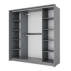Grey Mirrored Folding Sliding Door Wardrobe 209cm – DUNHAM