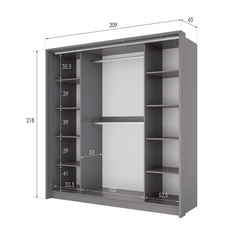Grey Mirrored Folding Sliding Door Wardrobe 209cm – DUNHAM