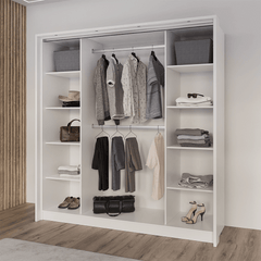 White Mirrored Folding Sliding Door Wardrobe 209cm – DUNHAM